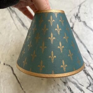 Vintage fleur de leis gold and teal lampshade